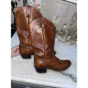 Boots Leather Drysdales Size 10.5 Tulsa Oklahoma Cowboy Cognac Brown
